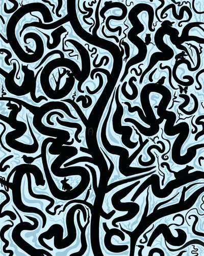 17 Animais escondidos numa árvore (arte digital) de Evan Sklar