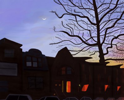 9th Street, Brooklyn, 2016 (desenhado à mão num iPad com um lápis Apple) de Evan Sklar