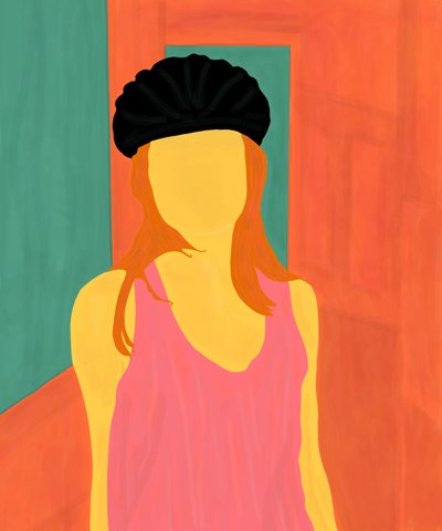 Ava com capacete de bicicleta, Brooklyn (arte digital) de Evan Sklar