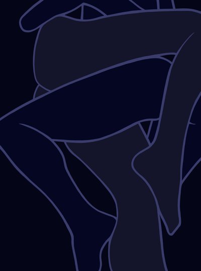 Blue Legs, 2025 (arte digital) de Evan Sklar