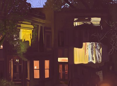 Pedras castanhas à noite, c.2020-24 (arte digital) de Evan Sklar