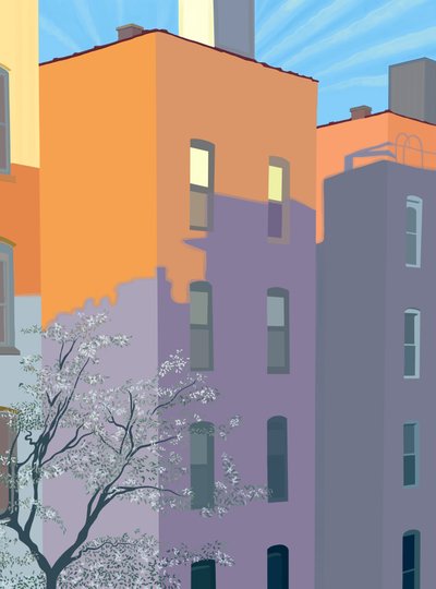 Sombras de edifícios em edifícios (arte digital) de Evan Sklar