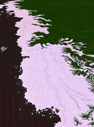 Pétalas de cerejeira em flor no chão (arte digital) de Evan Sklar