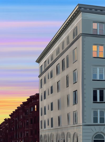 Esquina da Eigth Street com a Prospect Park West (arte digital) de Evan Sklar