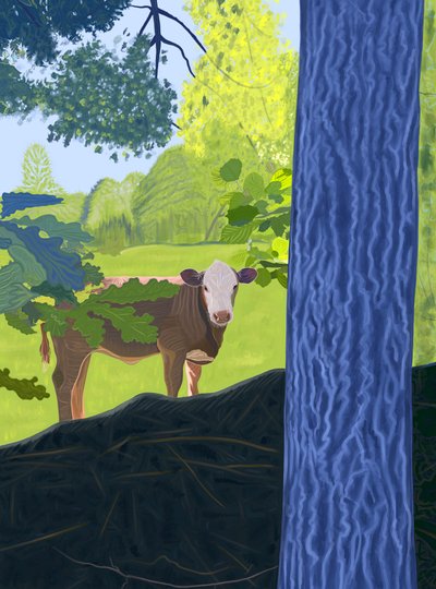 Vaca no campo, 2025 (arte digital) de Evan Sklar