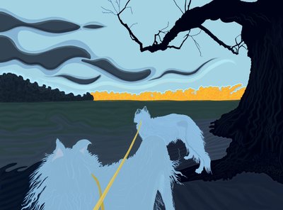 Dogs In Shade, Brooklyn (arte digital) de Evan Sklar