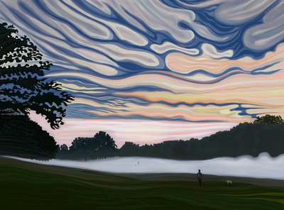 Campo e nevoeiro de manhã, Brooklyn (arte digital) de Evan Sklar