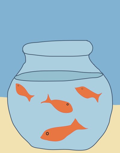 Goldfish In Bowl, 2015 (desenhado à mão num iPad com um lápis Apple) de Evan Sklar