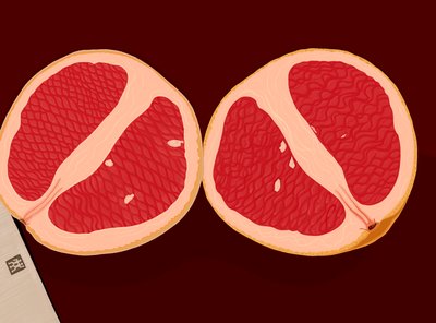 Toranja cortada ao meio (arte digital) de Evan Sklar