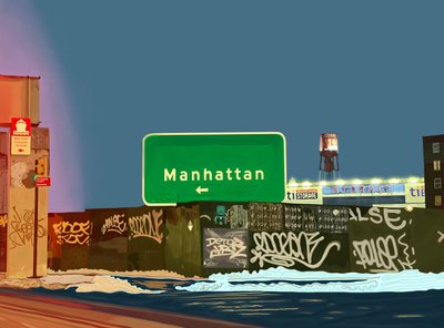 Hamilton Avenue Exit, Brooklyn (arte digital) de Evan Sklar
