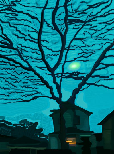 Casa em Queens à noite (arte digital) de Evan Sklar