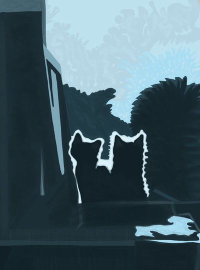 Gatinhos do lado de fora da janela (arte digital) de Evan Sklar