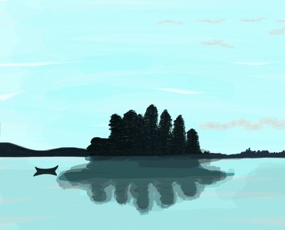 Lake In Maine, 2015 (desenhado à mão num iPad com um lápis Apple) de Evan Sklar