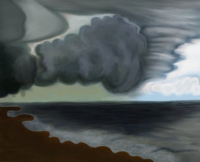Large Cloud Over Ocean, 2016 (desenhado à mão num iPad com um lápis Apple) de Evan Sklar