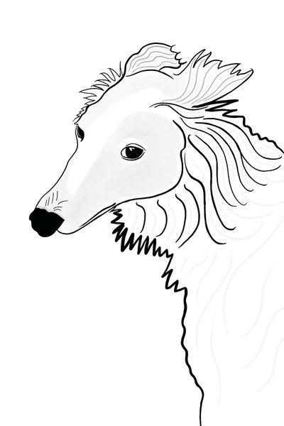 Desenho de linhas de Silken Windhound (arte digital) de Evan Sklar