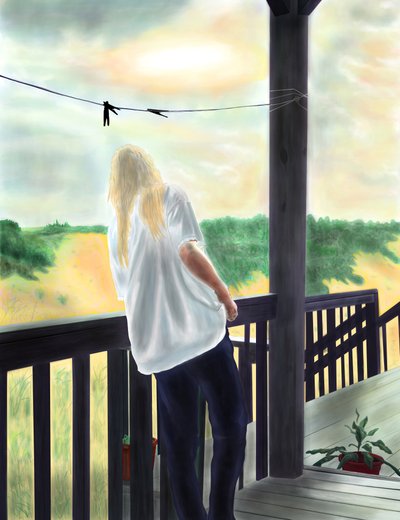 Miss Penny no alpendre, North Swan Beach (arte digital) de Evan Sklar