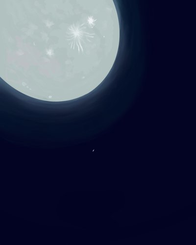Lua e Saturno, c.2020-24 (arte digital) de Evan Sklar