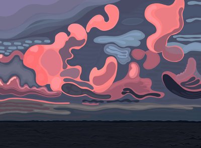 Oceano e nuvens, Brooklyn (arte digital) de Evan Sklar