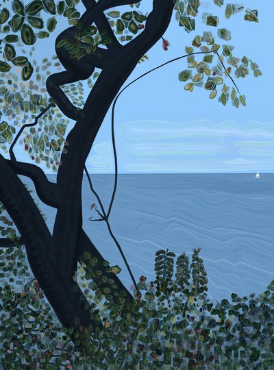 Mar e barco à vela, Brooklyn (arte digital) de Evan Sklar