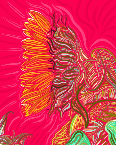 Um único girassol, c.2020-24 (arte digital) de Evan Sklar