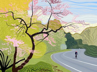 Ciclista da primavera em Prospect Park (arte digital) de Evan Sklar