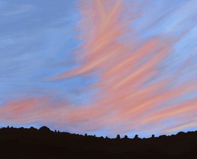 Linha de árvores, Hudson Valley, 2018 (desenhado à mão num iPad com um lápis Apple) de Evan Sklar