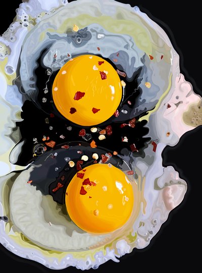 Dois ovos a fritar numa frigideira, Brooklyn (arte digital) de Evan Sklar