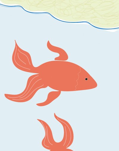 Two Goldfish In Bowl, 2015 (desenhado à mão num iPad com um lápis Apple) de Evan Sklar
