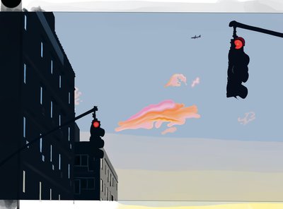 Vista do céu no cruzamento de Gowanus (arte digital) de Evan Sklar