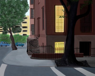 Willow e Middagh Street, 2016 (desenhado à mão num iPad com um lápis Apple) de Evan Sklar