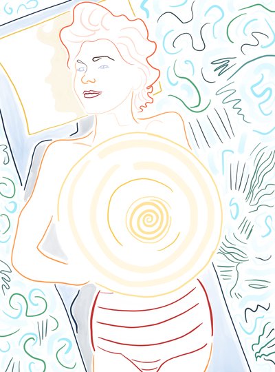 Mulher na boia, 2025 (arte digital) de Evan Sklar