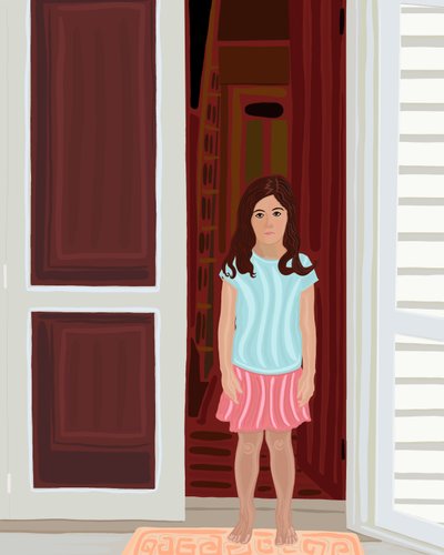 Rapariga jovem na porta (arte digital) de Evan Sklar