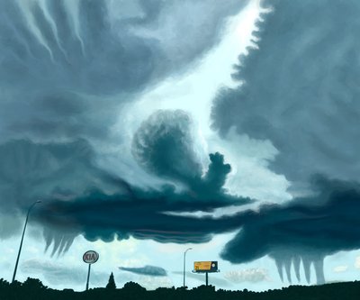 nuvens na autoestrada (pintura) de Evan Sklar
