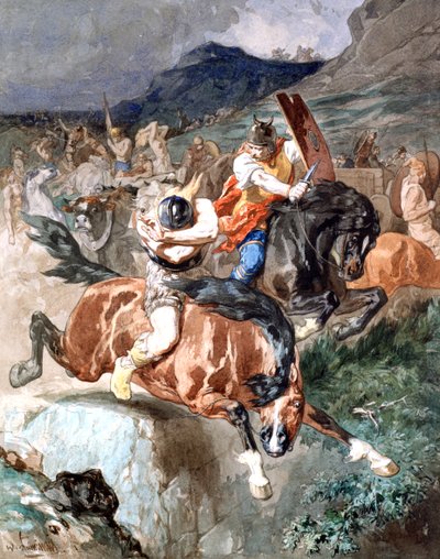 Luta dos Cavaleiros, c1842-1896 de Evariste Vital Luminais