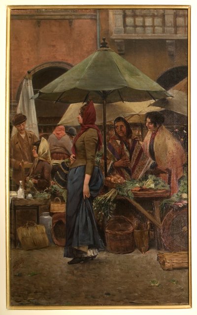 Piazza delle Erbe 1892 (óleo sobre tela) de Evaristo Cappelli