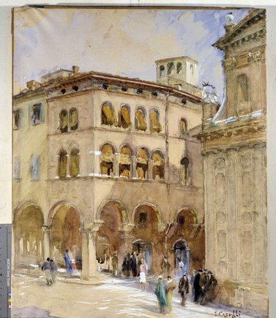 Vista de Modene, século 20 (óleo sobre tela) de Evaristo Cappelli