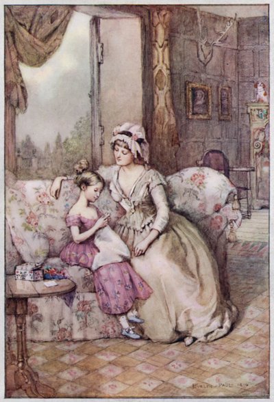 Ilustração para Cranford por Mrs Gaskell (lito a cores) de Evelyn Paul