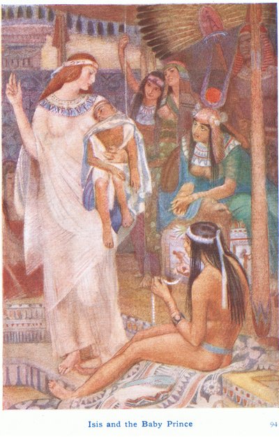 Ísis e o príncipe bebé (cor litho) de Evelyn Paul