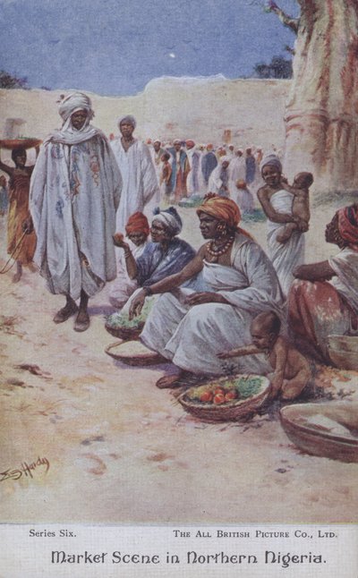 Mercado no Norte da Argélia (cor litho) de Evelyn Stuart Hardy