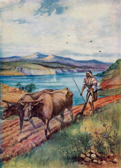 Arado na Terra de Jesus (cor litho) de Evelyn Stuart Hardy