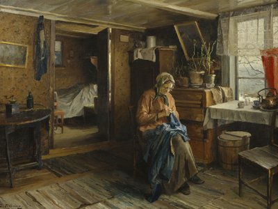 Esposa no interior do agricultor (óleo sobre tela) de Even Ulving