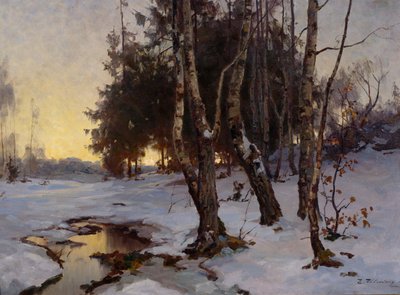 Paisagem de Inverno (óleo sobre tela) de Even Ulving
