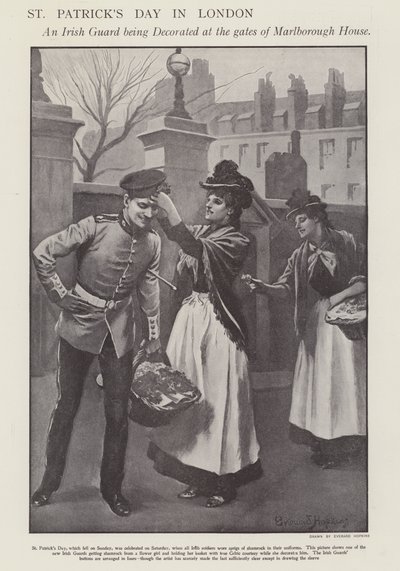 Dia de São Patrício em Londres (litho) de Everard Hopkins