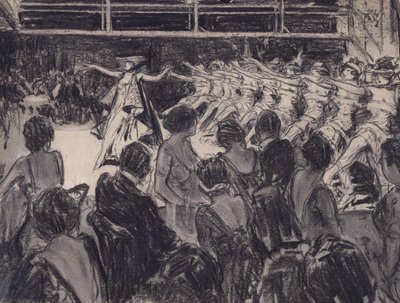 Cena de Cabaret (carvão sobre cartão preparado) de Everett Shinn