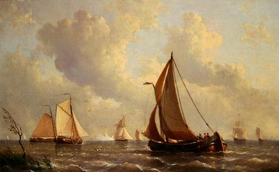 Barcos Saindo do Porto (óleo sobre tela) de Everhardus Koster