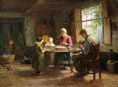Um interior holandês - graça antes da refeição de Evert Pieters
