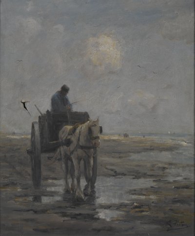 Cavalo e carroça (óleo sobre tela) de Evert Pieters