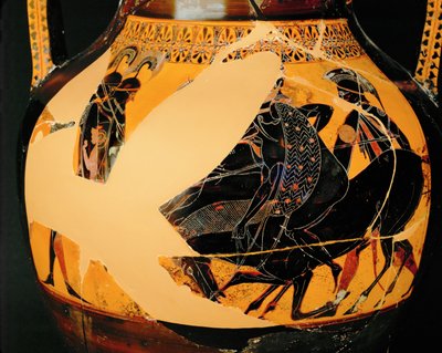Cena de combate. Ânfora de figura negra, igual a 10-03-03/48 ... de Exekias Exekias