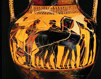 A partida do guerreiro na sua carruagem ... de Exekias Exekias
