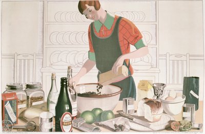 O Pudim de Natal, cartaz 1928 (litografia) de F.C. Harrison